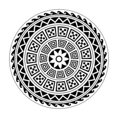 Tribal design, Polynesian geometric mandala vector pattern, tribal design with geometric ornament in black and white