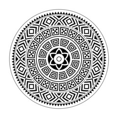 Tribal ornamental round pattern mandala. geometric ethnic style vector ornament. Abstract textured circular Polynesian pattern
