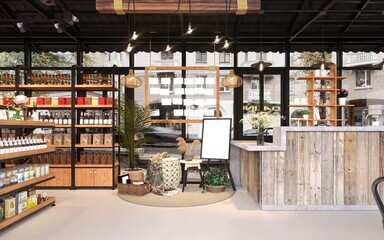 3d render of restaurant cafe shop