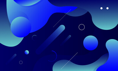 Liquid color background design. Blue elements with fluid gradient. Dynamic shapes composition. Vector illustration