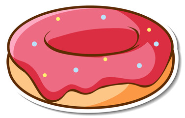 Fast food sticker design with Pink Donut isolated