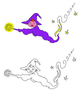 Magicienne avec sa baguette magique