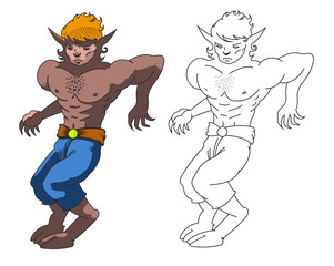 Créature fantastique aux pieds de chèvres