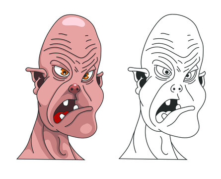 t&ecirc;te d'un personnage laid et abject