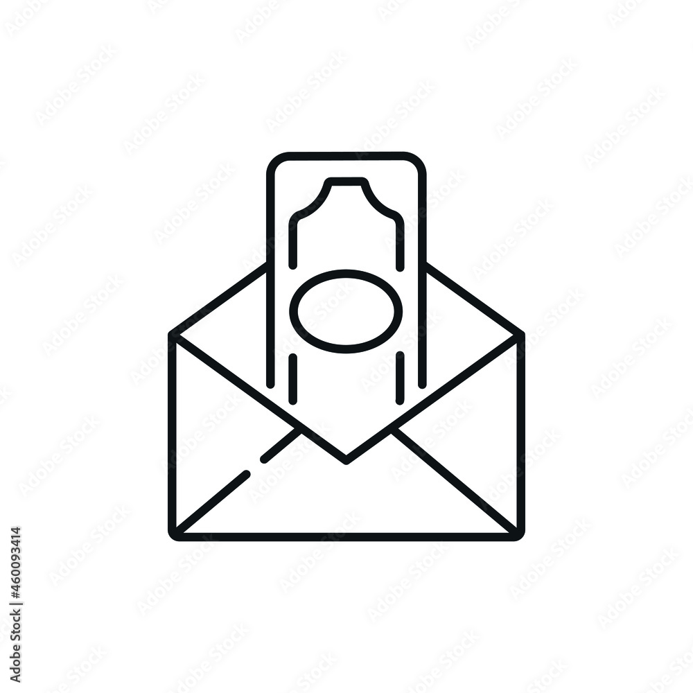 Poster bribe linear icon. corruption. money in envelope. thin line customizable illustration. vector isolat