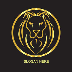 lion gold logo mascot template