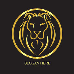 lion gold logo mascot template
