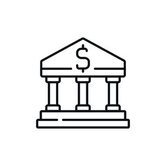 Bank building linear icon. Thin line customizable illustration. Vector isolated outline drawing. Editable stroke