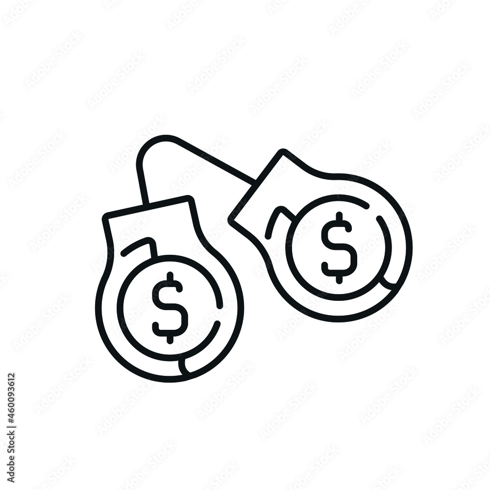 Poster handcuff linear icon. corruption. thin line customizable illustration. vector isolated outline drawi