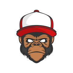 monkey hat logo mascot template