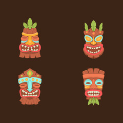 tiki mask logo mascot template