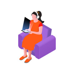 Woman With Tablet Icon