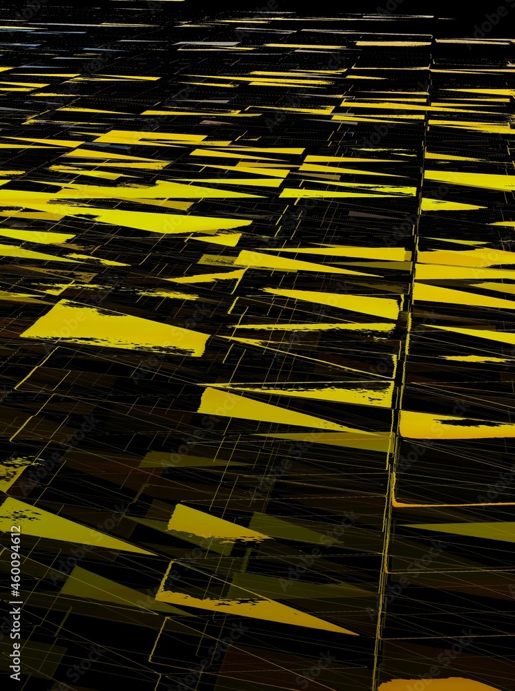 Aufkleber exploding colourful futuristic 3d textured metallic design on a black and coloured bokeh layered bac