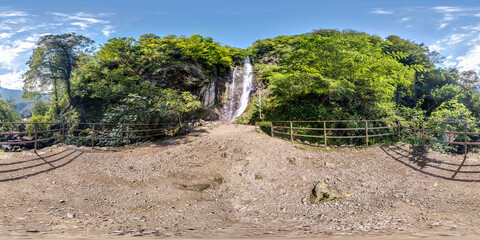 360 hdri panorama high in the mountains near a waterfall  in equirectangular spherical projection,...