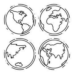 vector earth globes simple icons