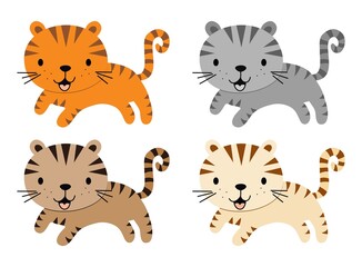 vector cute cat or tiger animal characters