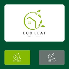 Home leaf, Green house, Eco house logo vector icon illustration design