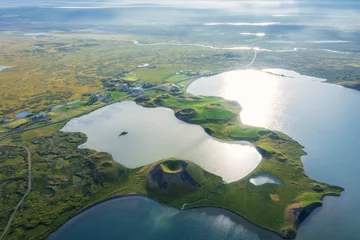 Fototapeten Aerial view on Skutustadagigar Pseudocraters in Iceland © Andriy Stefanyshyn