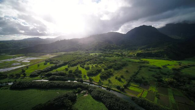 aerial hawaii kauai hanalei bay 