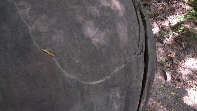 Mysterious Giant Round Stone, detail, Podubravlje, Zavidovici Bosnia and Herzegovina - (4K)