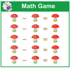 Mathematics educational game for little children. Printable worksheet for kids math school textbook. Play online.