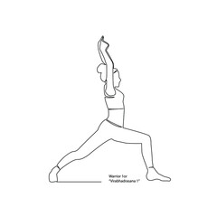 set of yoga, continuous line drawing of women fitness yoga concept vector health illustration