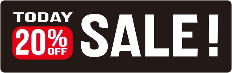 A banner sign that says today sale 20% off