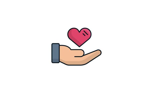 Heart in hand icon animated.icon motion animation. can be used for your project and explainer video.Animation with Alpha Mate.