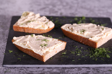 sandwiches with butter and caviar of cod fish
