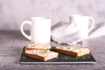 sandwiches with butter and caviar of cod fish