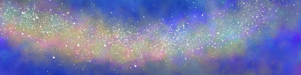 Space background with realistic nebula and lots of shining stars. Infinite universe and starry night. Colorful cosmos with stardust and the Milky Way. Magical color galaxy.