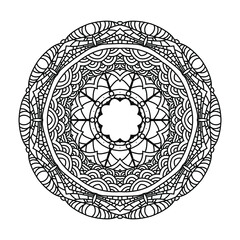 Abstract circular pattern with many details and geometry elements in form of mandala. Vector illustration for coloring book, henna, mehndi, decoration, fabric, wall interior, cloth