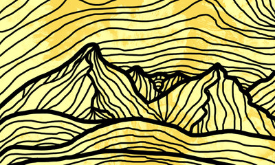 Żółty rysunek gór. © Hanna