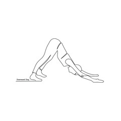 Woman doing yoga pose. Continuous line