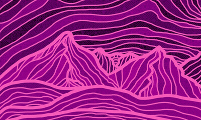 Fioletowy rysunek gór. © Hanna