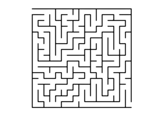 White vector template with a black  maze, puzzle.