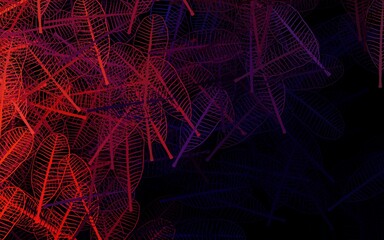 Dark Pink, Red vector doodle backdrop with leaves.