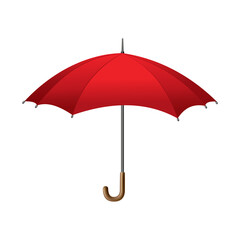 Red umbrella. Isolated on white background. Parasol opened. Hand-held rain or windbreak protection