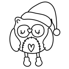 owl with santa hat outline