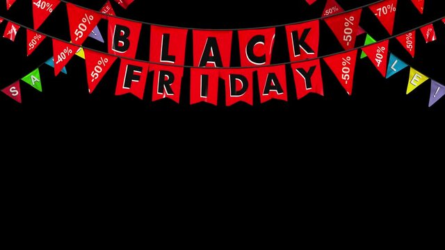 Black friday colored garland set with separate mask in 4K