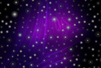 Dark Purple vector background with circles, curve lines.