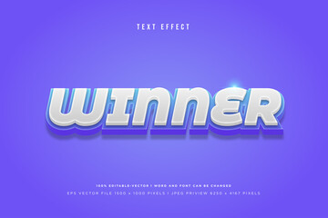 Winner 3d text effect on purple background