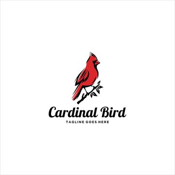 Cardinal Bird Red Logo Design Vector Image