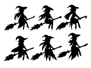 witch Silhouette Halloween. black and white image illustration