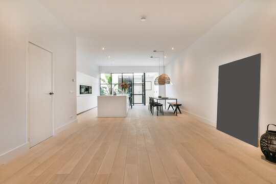Modern dining room interior in light house