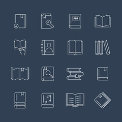 book icons set. book Test pack symbol vector elements for infographic web