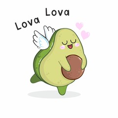 Vector illustration of cartoon dancing avocado