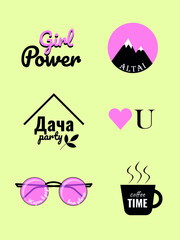 illustration of a set of labels and icons