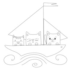 cat family traveling a boat cute happy kitty
