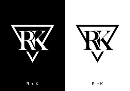 Black and white color of RK initial letter